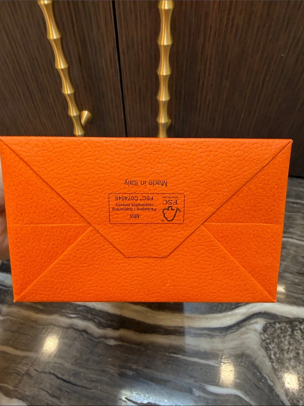 Hermes Orange Gift Bag with Brown Ribbon